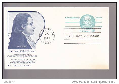 FDC Isaiah Ceasar Rodney - Postal Card - 1971-1980