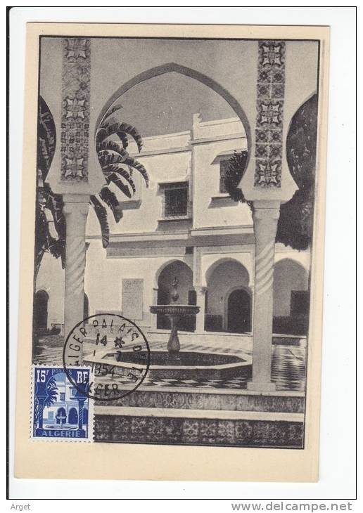 Carte-Maximum ALGERIE N° Yvert 314 (Musée Du Bardo) Obl Sp 1954 - Cartes-maximum