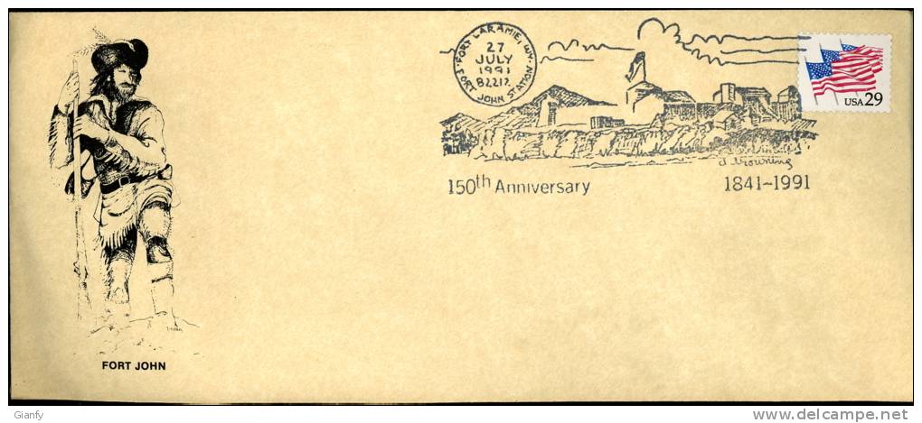 USA UNITED STATES FORT JOHN STATION 150th ANNIVERSARI 1841- 1991  FDC - 1991-2000