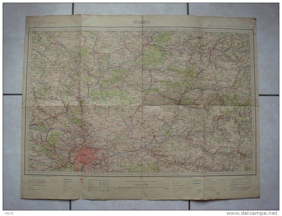 Carte PARIS, N° 16 (Révisée 1901) 1/200.000 : Pontoise, Creil, Meaux, Montmirail, Soissons, Beauvais, Coulommiers... - Strassenkarten