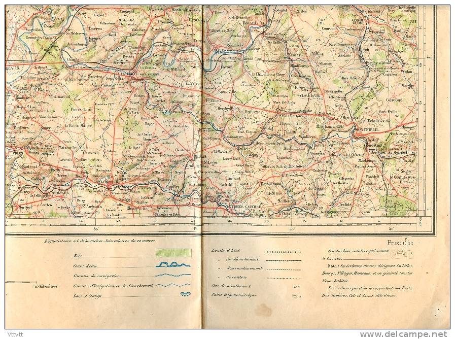 Carte PARIS, N° 16 (Révisée 1901) 1/200.000 : Pontoise, Creil, Meaux, Montmirail, Soissons, Beauvais, Coulommiers... - Cartes Routières