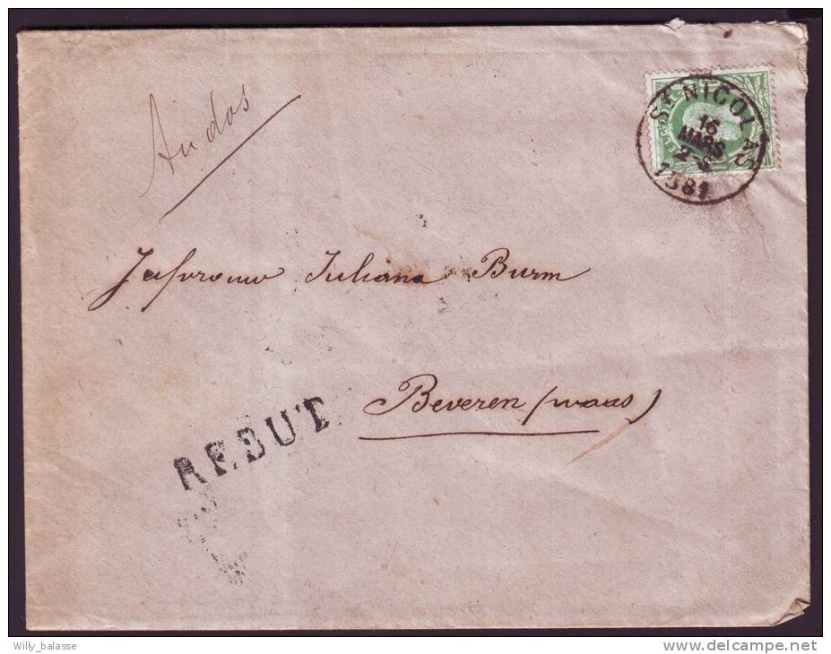 Lettre Affr. N°30 ST NICOLAS/1881 Pour Beveren + REBUT + Annotations. TTB - 1869-1883 Leopold II