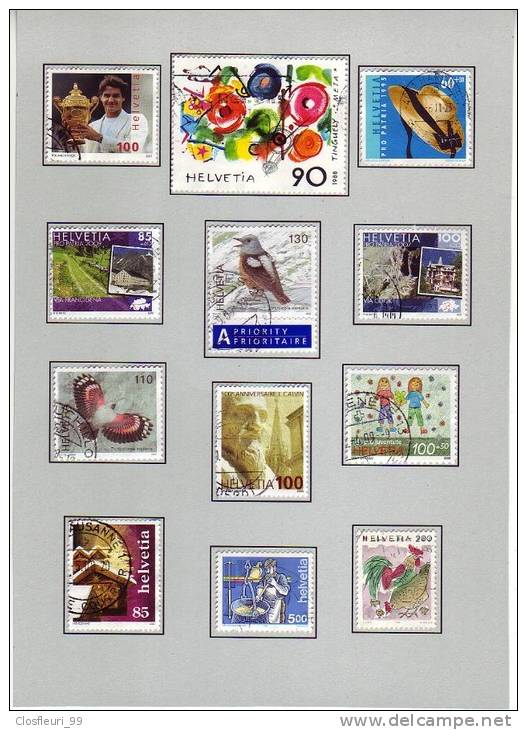 Une Page A5 - 12 Timbres Magnifiquement Oblitérés, Propres. Cote 56,70 CHF / 46,05 € - Collections