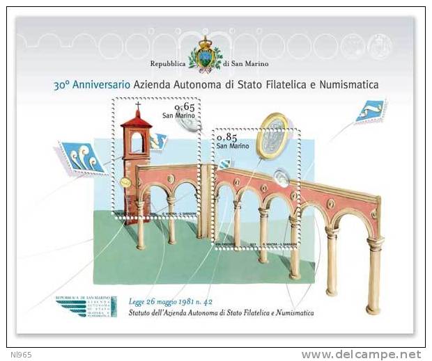 REPUBBLICA DI SAN MARINO - ANNO 2011 - AZIENDA AUTONOMA DI STATO FILATELICA E NUMISMATICA  NUOVI MNH ** - Nuevos