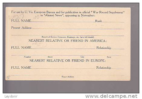 Thomas Jefferson - Postal Card - For Use By U. Va. European Bureau And For Publication In Official ... - 1901-20