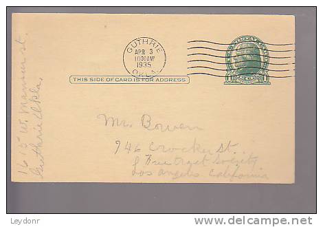 Thomas Jefferson - Postal Card -  Guthrie Okla, 1935 - 1921-40