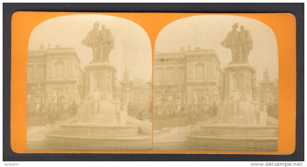 België / Belgique - Brussel / Bruxelles ± 1890 - 1905 Fontaine Des Comtes D´Egmont Et De Hornes - Photos Stéréoscopiques