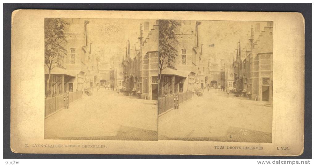 België / Belgique - Brussel / Bruxelles ± 1890 - 1905 Straat In Brussel (E. Lyon-Claesen) - Photos Stéréoscopiques