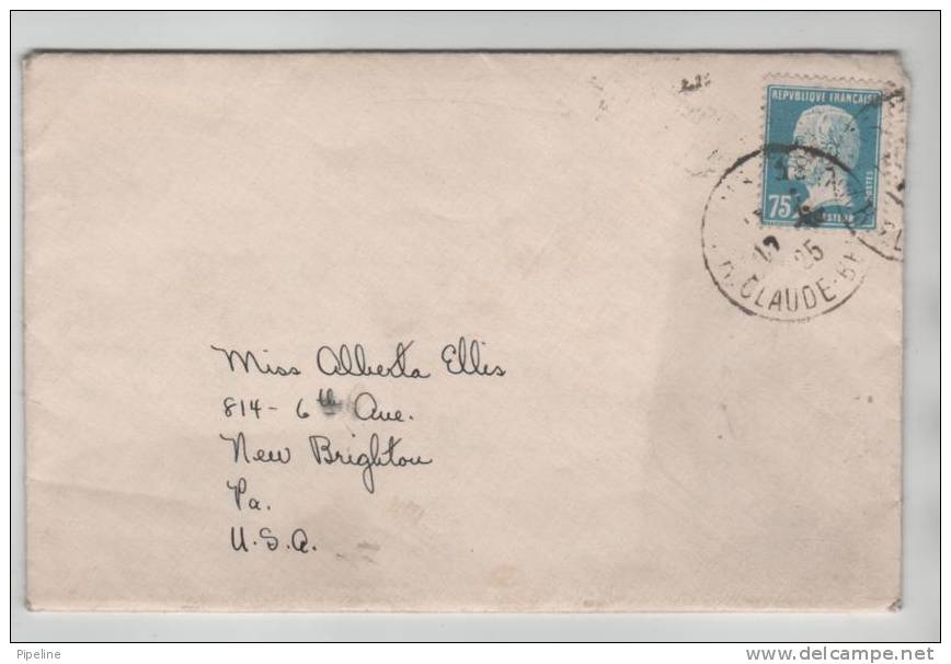 France Cover Sent To USA Paris 16-6-1925 - 1922-26 Pasteur