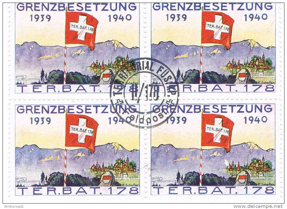 Grenzbesetzung 1939-40 4 Er Block Gestempelt II/178 - Vignettes