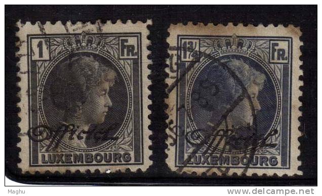 Luxembourg 2v Used,  Officials, 1f &amp; 13/4f, 1926 - Servizio