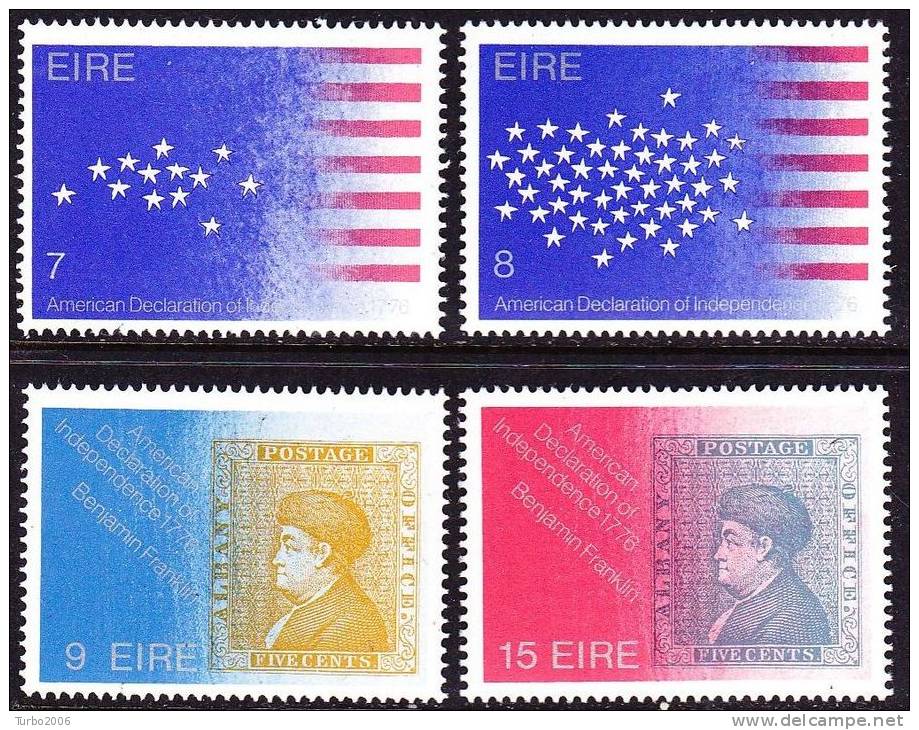 IRELAND EIRE 1976 200 Years USA MNH Set Y&T 342 / 345 - Unused Stamps