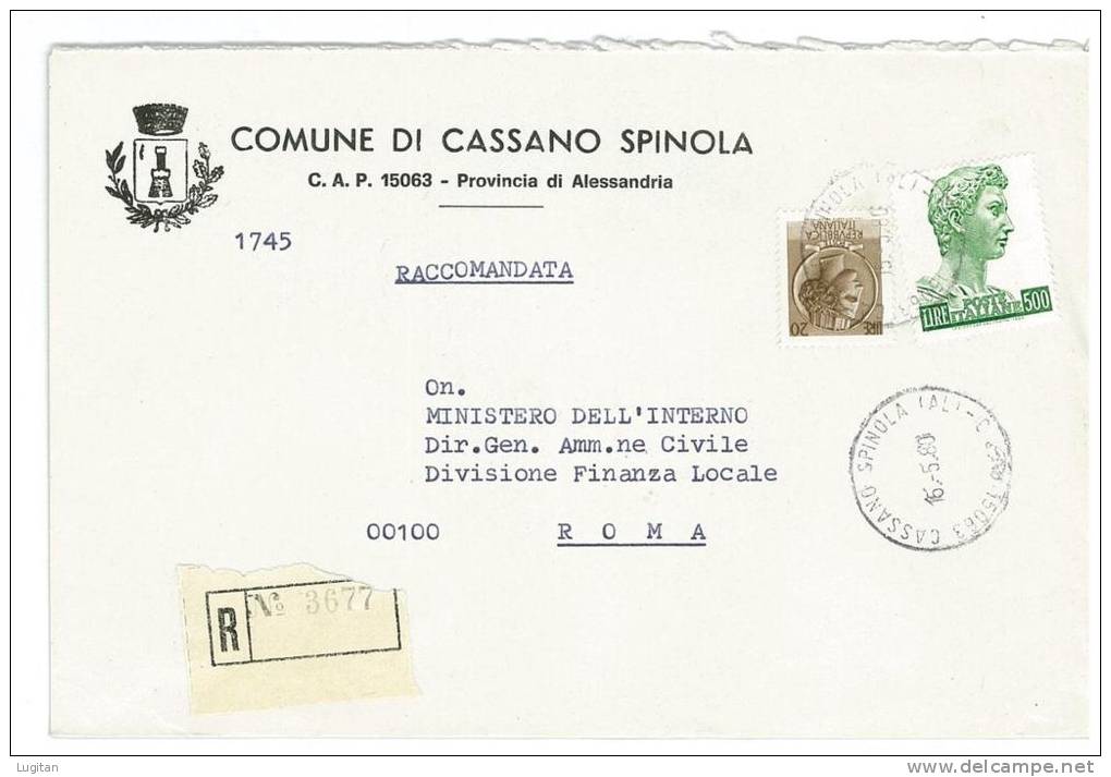 CASSANO SPINOLA CAP 15063  PROV. ALESSANDRIA  ANNO 1980  AL - LS - PIEMONTE  -TEMATICA COMUNI D'ITALIA - STORIA POSTALE - Macchine Per Obliterare (EMA)