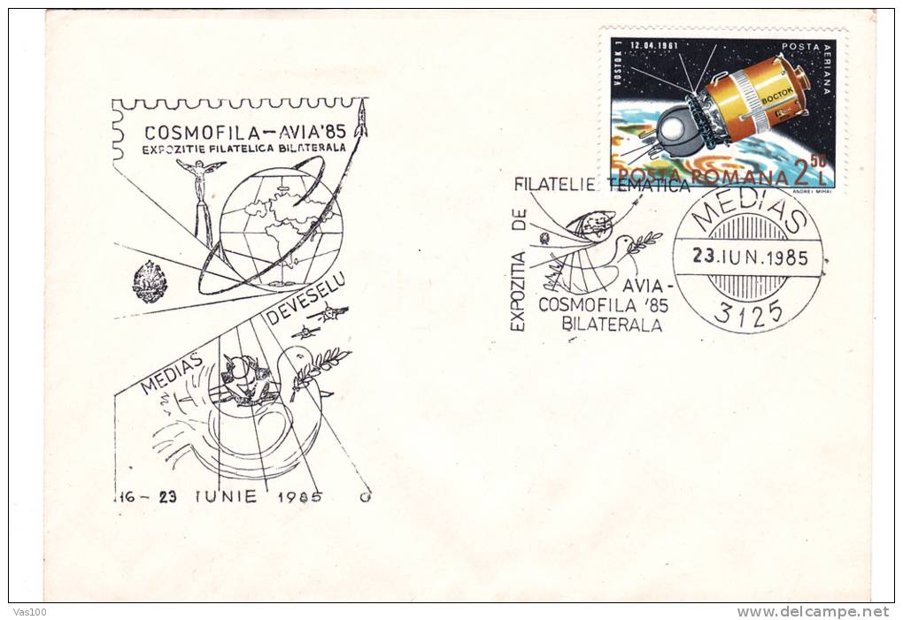 Space Mission ,1985 PEACE,special Cover Oblit. MEDIAS - Romania. - Europe