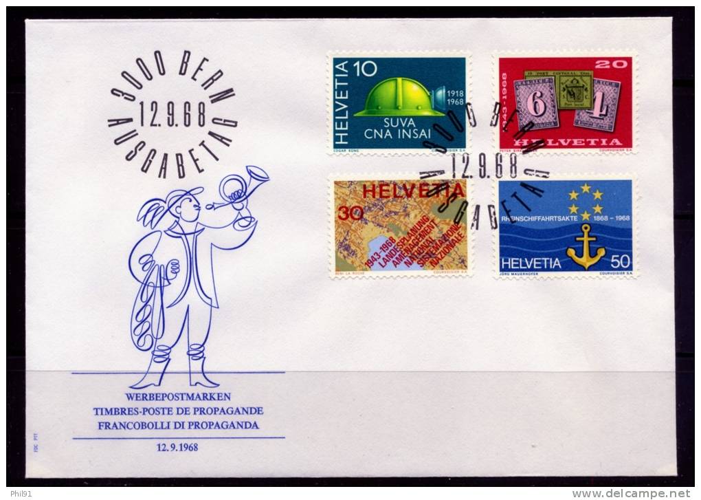 SUISSE  Anniversaires   N° Y&T 811 à 814  FDC - FDC