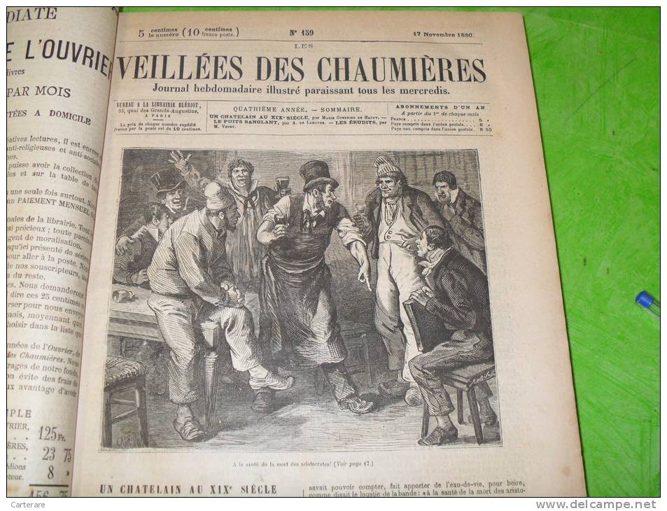 livre ancien,journal illustré,journaux illustrés reliés dans 1 livre ,veillées des chaumières,3/11/1880-20/1 0/1882,RARE