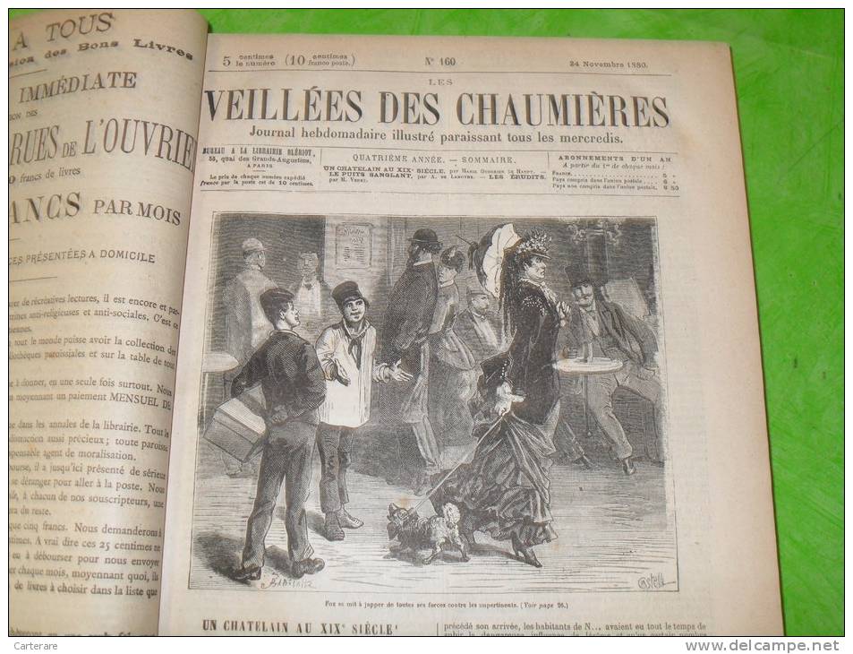 livre ancien,journal illustré,journaux illustrés reliés dans 1 livre ,veillées des chaumières,3/11/1880-20/1 0/1882,RARE