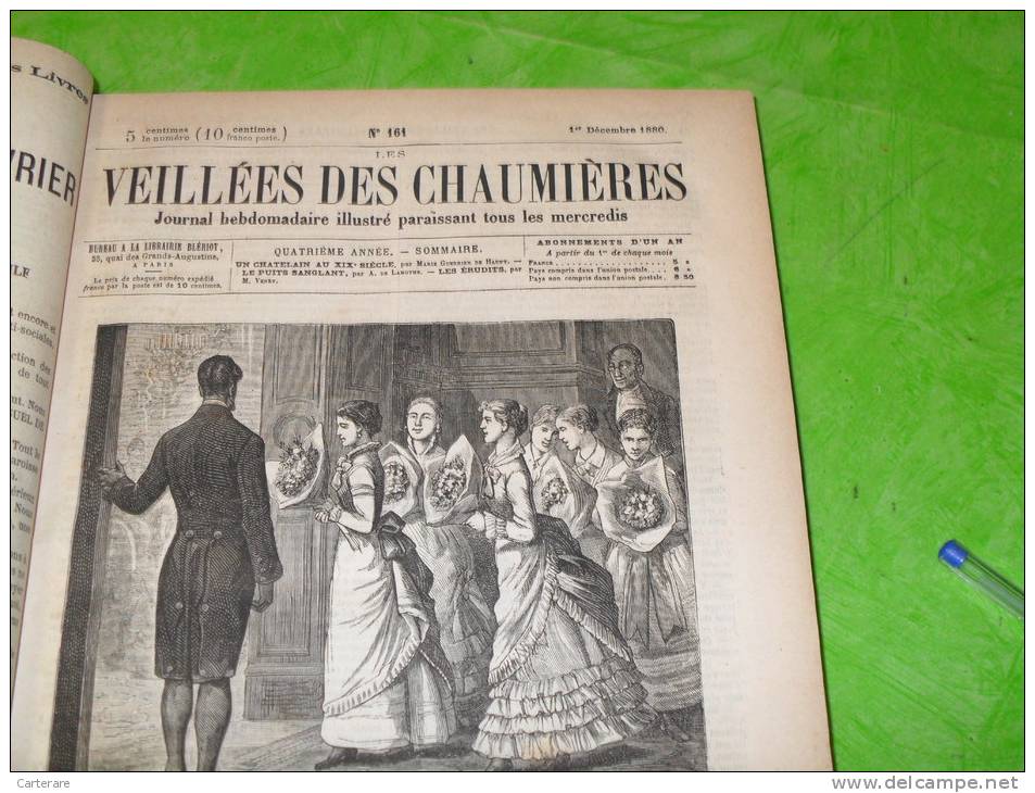 livre ancien,journal illustré,journaux illustrés reliés dans 1 livre ,veillées des chaumières,3/11/1880-20/1 0/1882,RARE