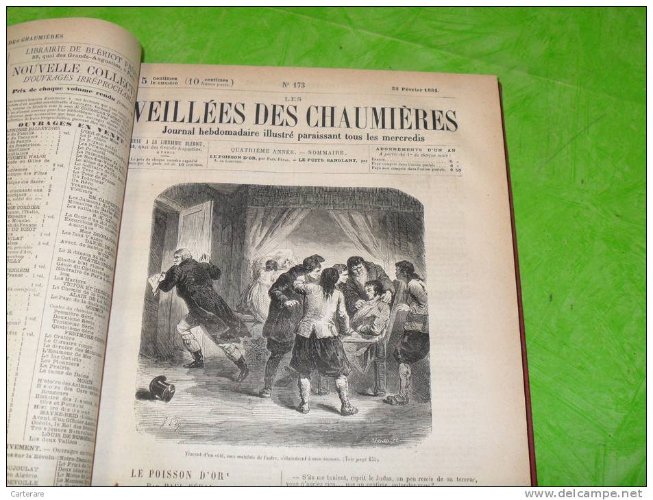 livre ancien,journal illustré,journaux illustrés reliés dans 1 livre ,veillées des chaumières,3/11/1880-20/1 0/1882,RARE