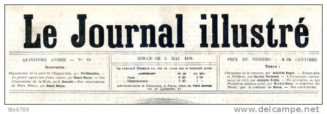 Le Journal Illustré N° 19 Du 5 05 1878 Exposition Universelle Gare Champ De Mars , Grand Aquarium , Illustrations Mode - 1850 - 1899