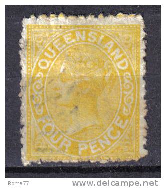 AP1470 - QUEENSLAND 1880 - 4 P. Giallo N. 35 Dent 12 .  Used - Gebraucht