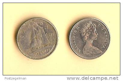 CANADA 1969-1978 Km77.1 10 Cents QE II Nickel - Canada