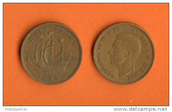 GREAT BRITAIN 1937-1948 1/2 Penny George VI KM844 - C. 1/2 Penny