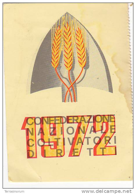 T2- Tessera Confederazione Nazionale Coltivatori Diretti 1972 - Andere & Zonder Classificatie