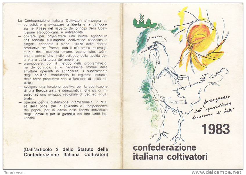 T6- Tessera Confederazione Italiana Coltivatori  1983 - Andere & Zonder Classificatie