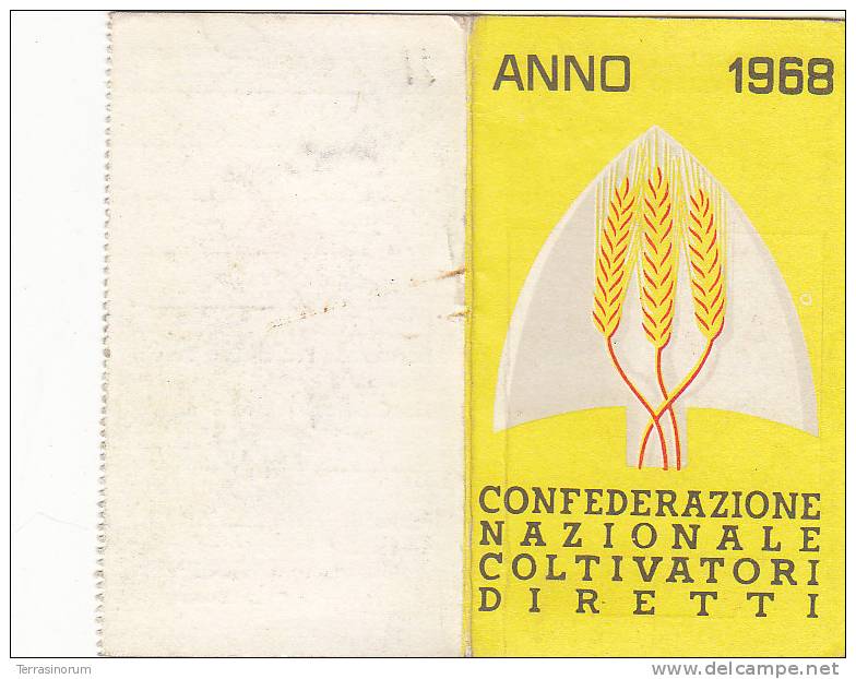 T7- Tessera Confederazione Nazionale Coltivatori Diretti  1968 - Andere & Zonder Classificatie
