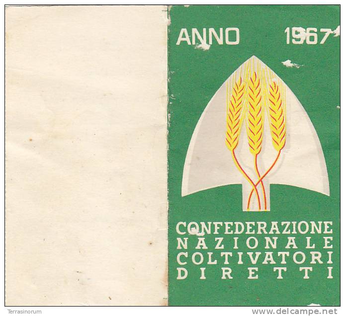 T8- Tessera Confederazione Nazionale Coltivatori Diretti  1967 - Other & Unclassified