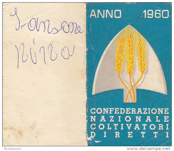 T10- Tessera Confederazione Nazionale Coltivatori Diretti  1960 - Other & Unclassified