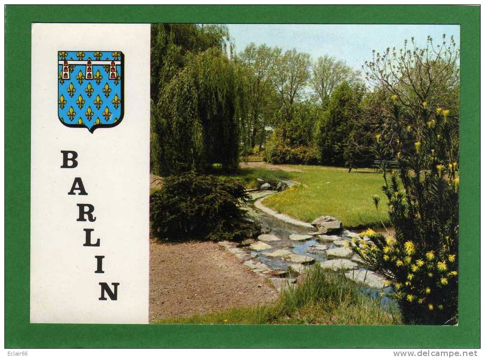 (62)  BARLIN       Le Jardin Public  Avec Blason -année   1978  CPM    Edit De L'Europe PIERRON - Barlin