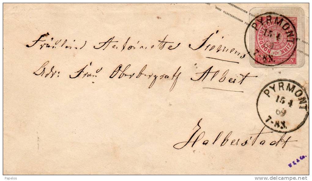 1869 LETTERA CON ANNULLO PYRMONT - Entiers Postaux