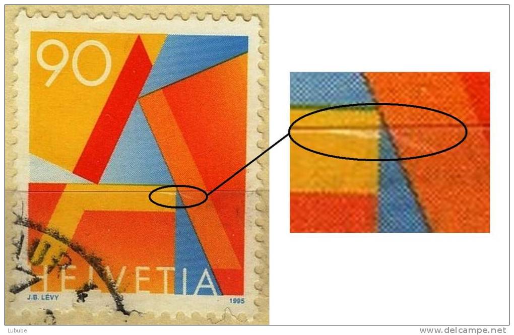A Post Marke, 90 Rp.   "farblose Linie"           1999 - Abarten
