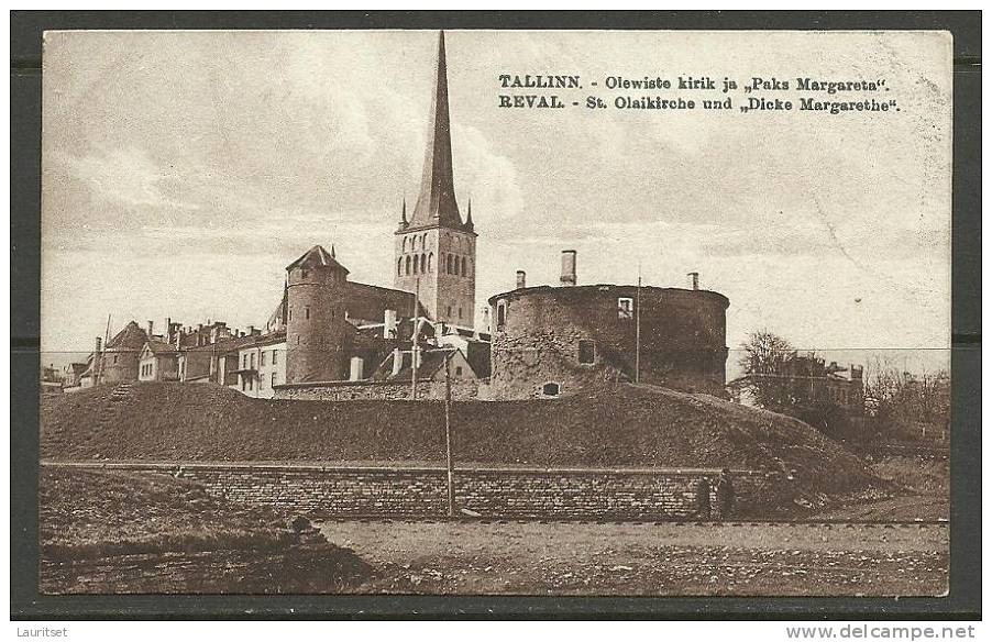 Estland Estonia Estonie Tallinn Reval St. Olaikirche Und "Dicke Margarethe" Ca 1920 - Estland