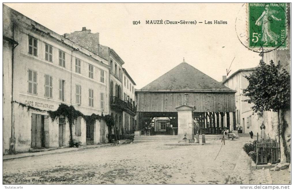 CPA 79 MAUZE LES HALLES 1913 - Mauze Sur Le Mignon