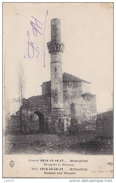 Turquie - Monastir - Guerre 14-18 - Mosquée Et Minaret - Turquie