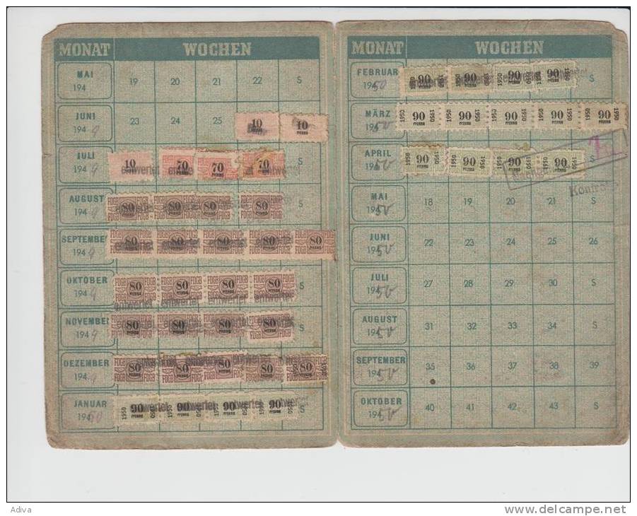 FDGB Mitgliedsbuch  1949-1950 Mit 45 FDGB Marken Verschiedene Nominale - Membership Cards