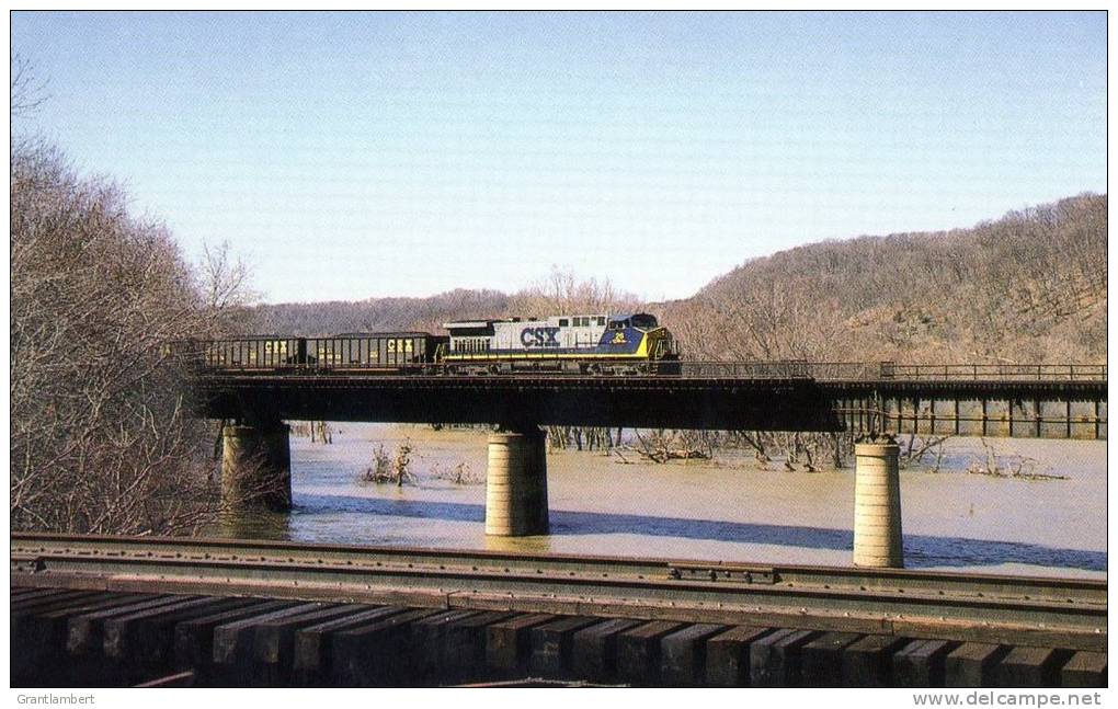 CSX Transport. AC-4400-CW Unit 26 Crossing Potomac River, W. Virginia - Mary Jane's Railroad Spec. Inc. Unused - Trains