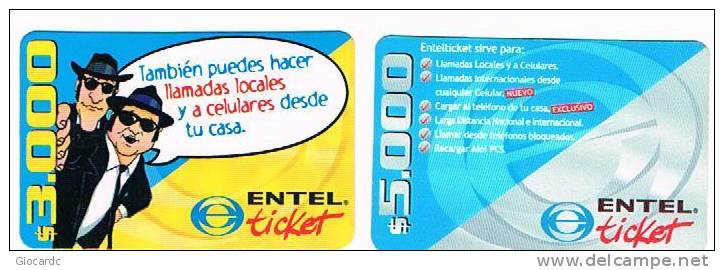 CILE (CHILE) -  ENTEL   (RECHARGE GSM) -  TICKET: LOT OF 2 DIFFERENT             - USED - RIF. 451 - Chile