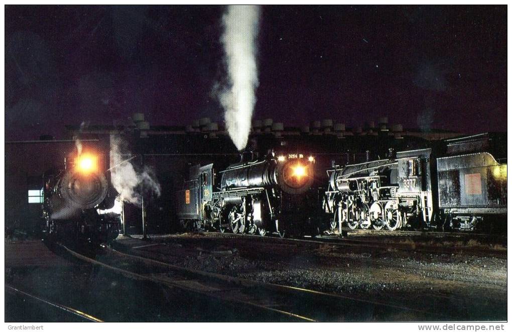 Steamtown National Historic Site, Scranton Pennsylvania Night Photo - Mary Jane's Railroad Spec. Inc. Unused - Trains