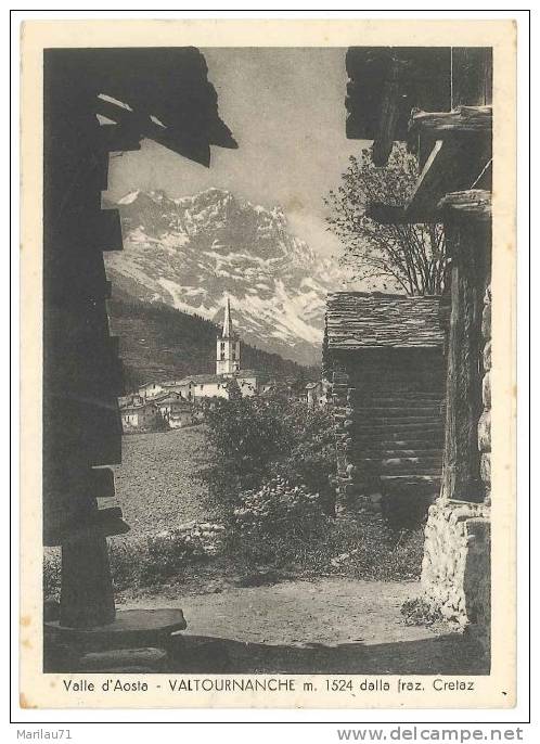 840 VALLE D'AOSTA VALTOURNANCHE CRETAZ VIAGGIATA NEL 1954 - Altri & Non Classificati