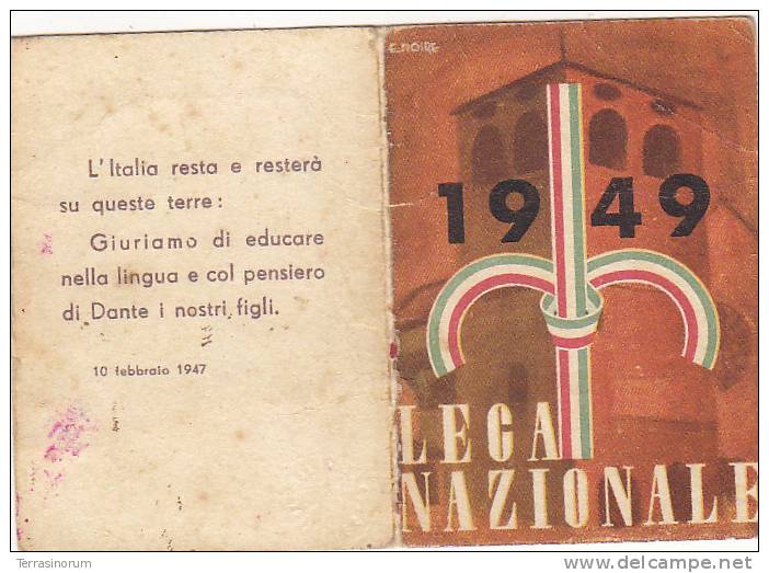 T22- Rara Tessera Lega Nazionale 1947 - Trieste - Sonstige & Ohne Zuordnung