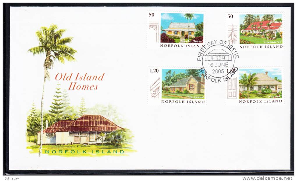 Norfolk Island Scott #849-852 FDC Set Of 4 Old Island Homes - Ile Norfolk