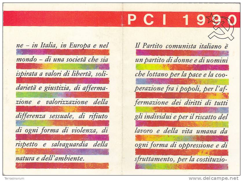 T31- Tessera Partito Comunista Italiano 1990 Completo Di Bollini - Sonstige & Ohne Zuordnung
