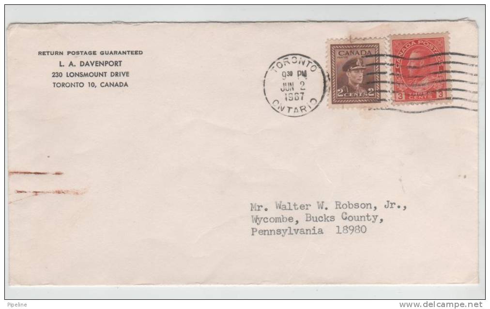 Canada Cover Sent To USA Toronto Ontario 2-6-1967 - Lettres & Documents