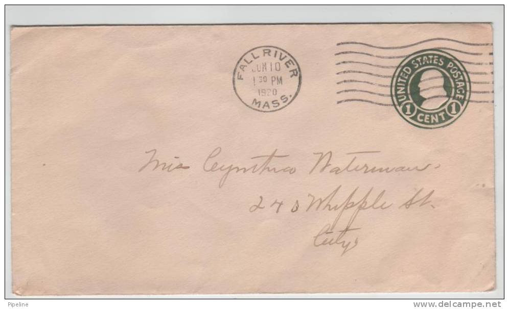 USA Postal Stationery Cover Fall River Mass. 10-6-1920 - 1901-20