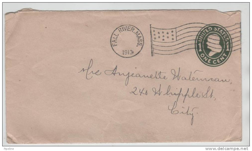 USA Postal Stationery Cover Fall River Mass. 1917 - 1901-20