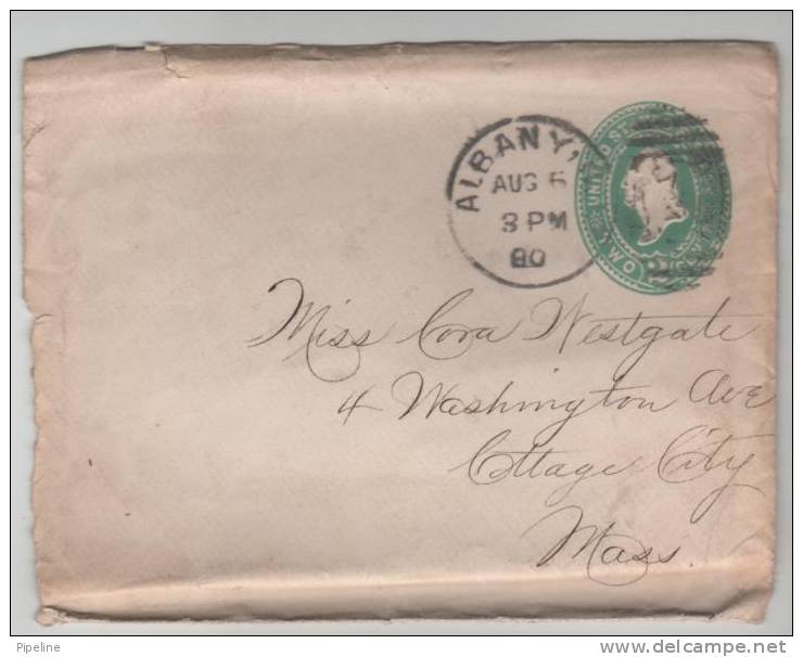 USA Postal Stationery Cover Albany 6-8-1890 The Cover Is Bended - ...-1900
